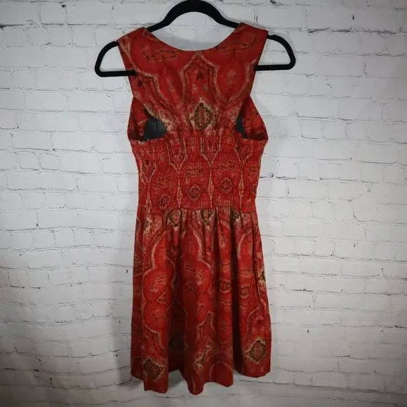 Urban Renewal Outfitters Orange/Multi-Color Short Sleeve Dress Women's Size L - Picture 3 of 6